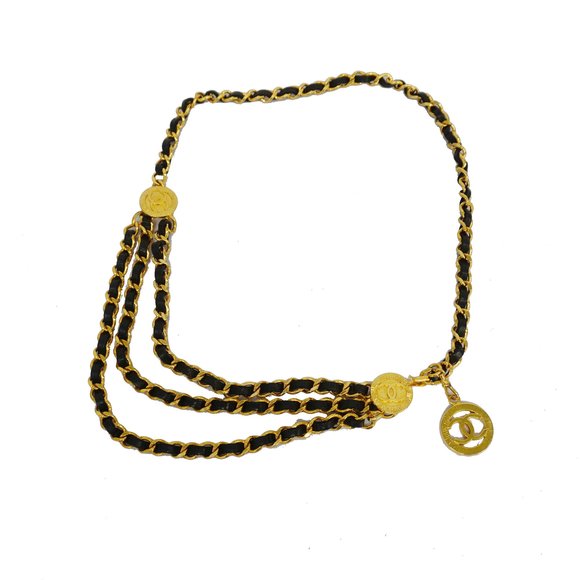 CHANEL Accessories Chanelauth Gold Hardware Womens Leather Chain
